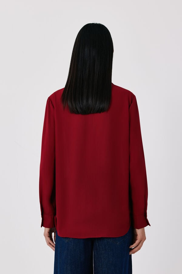 Cortefiel Camisa fluida em crepe Vermelho