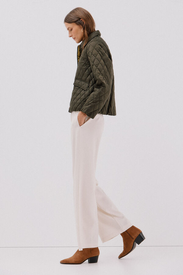 Cortefiel Quilted anorak with buttons Kaki