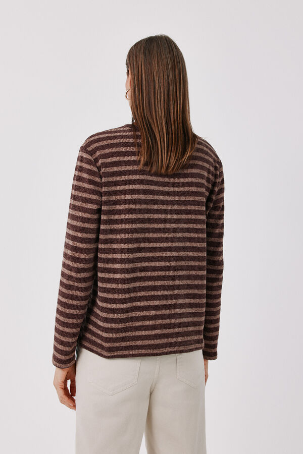 Cortefiel Chenille crew neck T-shirt Printed brown