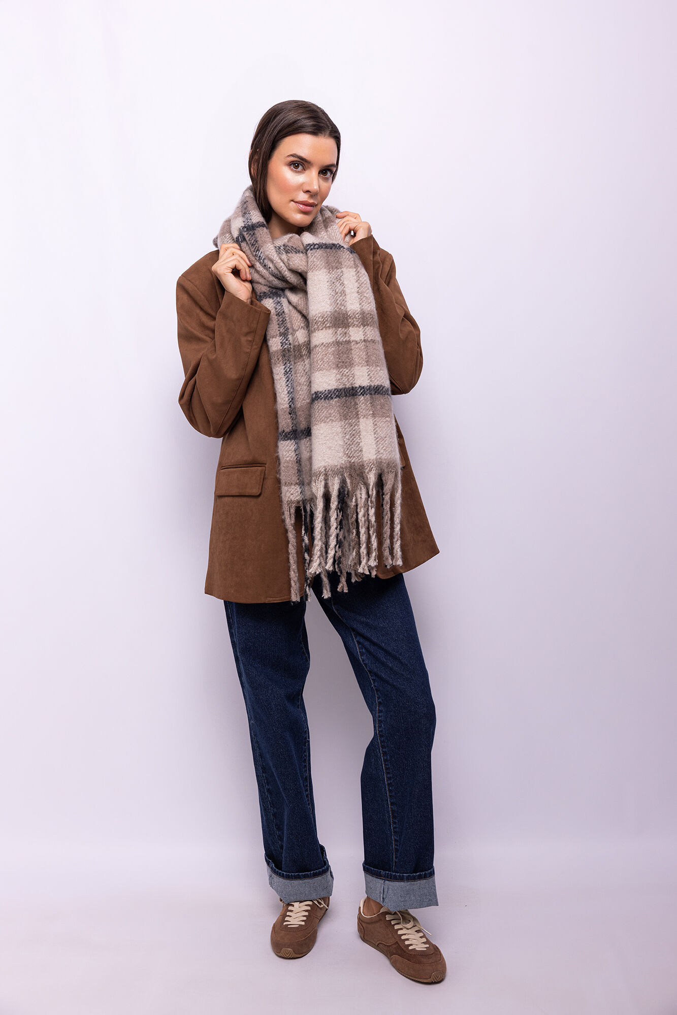 Object Cachecol xadrez com franjas