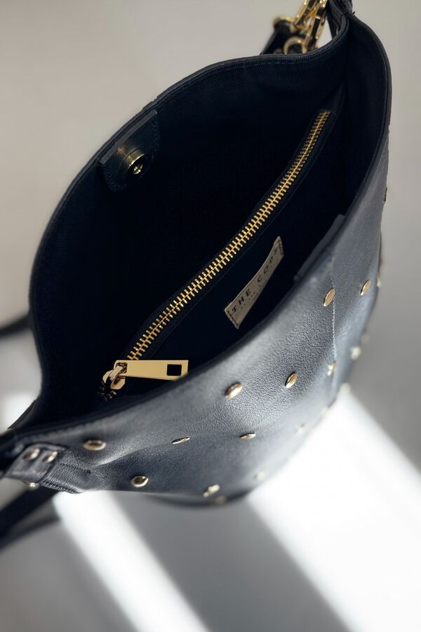 The Code Bucket bag Julieta em pele e tachas Preto