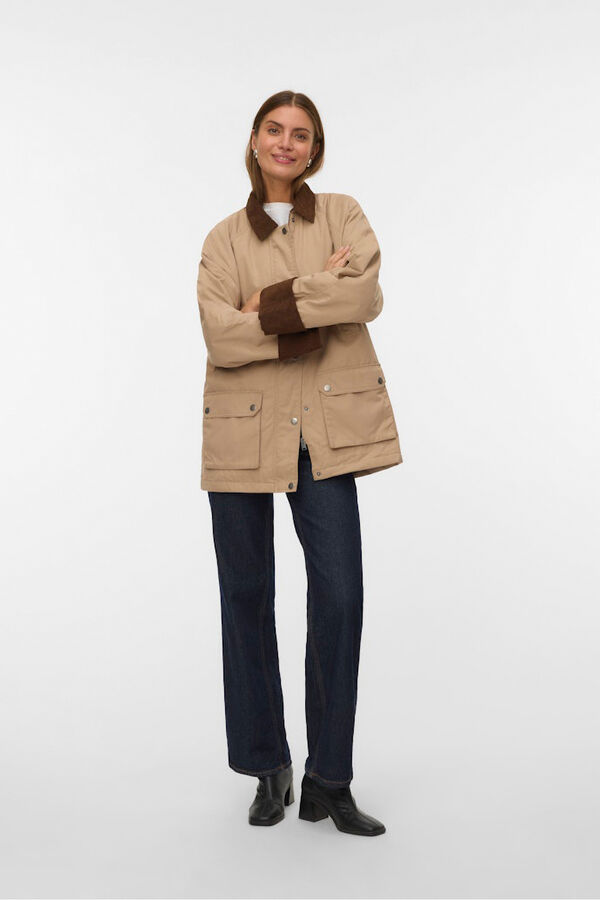 Vero Moda Parka encerada com v&aacute;rios bolsos  Castanho