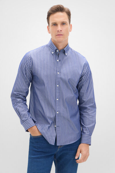 Cortefiel Striped Coolmax shirt Navy