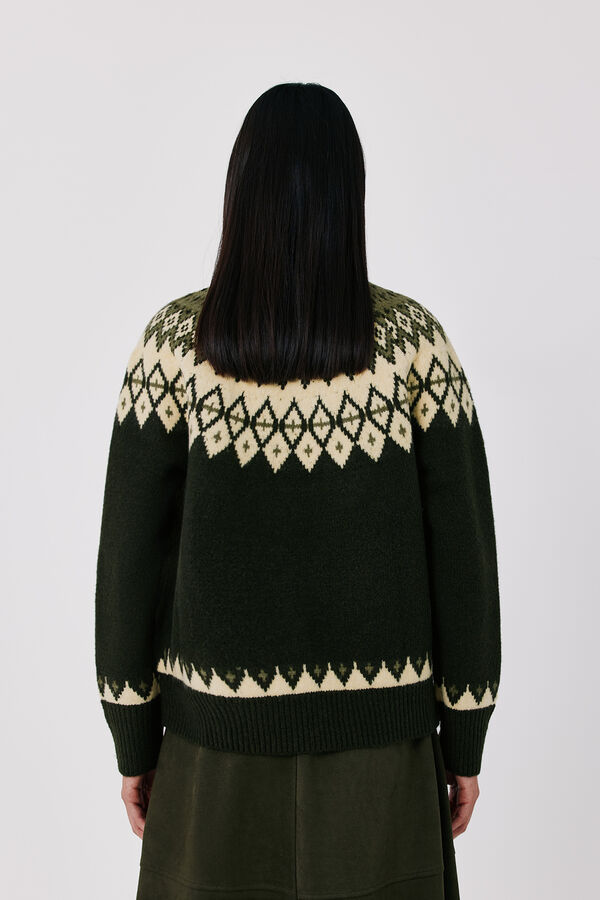 Cortefiel Positional jacquard jumper Kaki