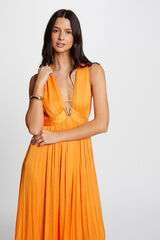 Cortefiel Long flared dress Orange