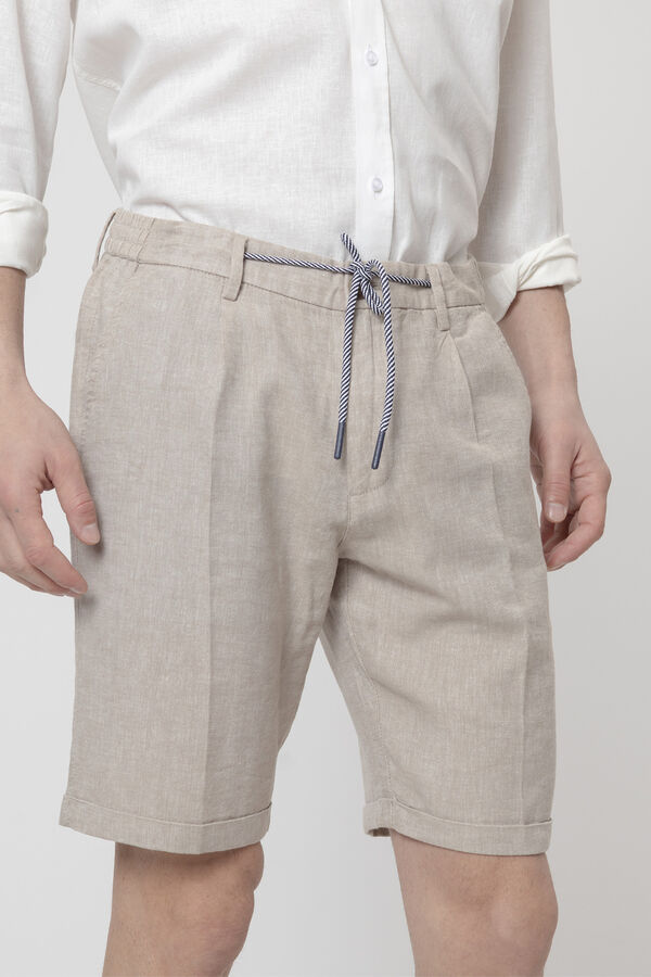 PuroEGO Bermuda em linho espiga Castanho