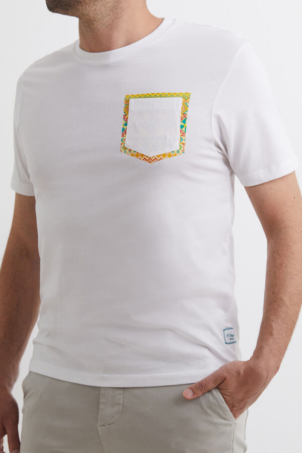 Williot Camiseta com bolso e detalhe étnico Branco