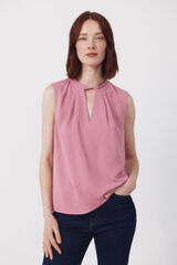 Cortefiel Cropped teardrop top Pink