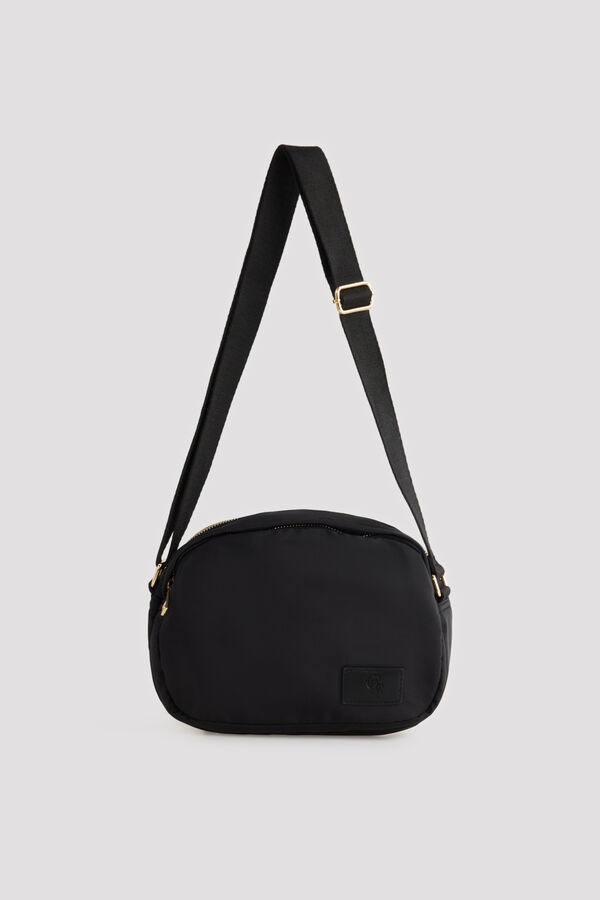 Cortefiel Puffer fabric crossbody bag Black