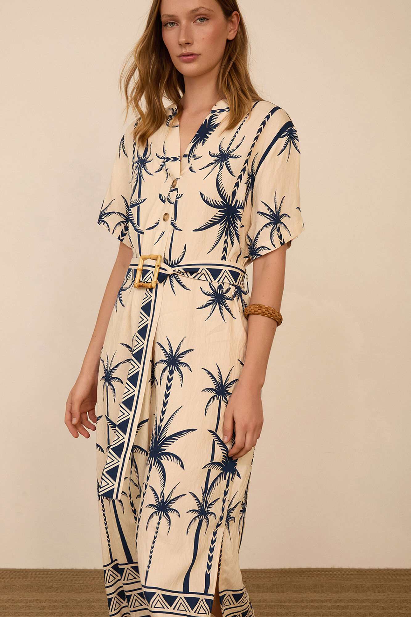 Meisie Vestido midi estampado palmeras