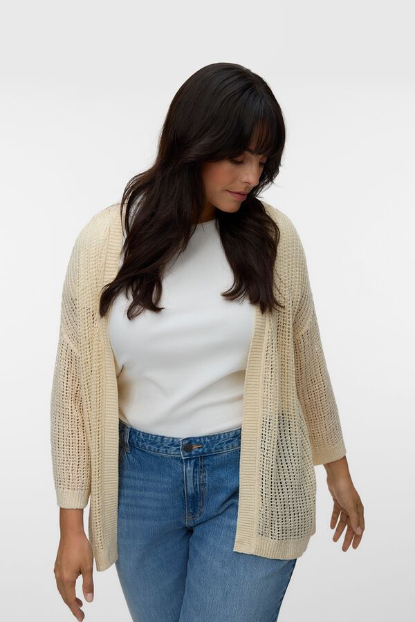 Vero Moda Curve Plus size cold knit cardigan Beige