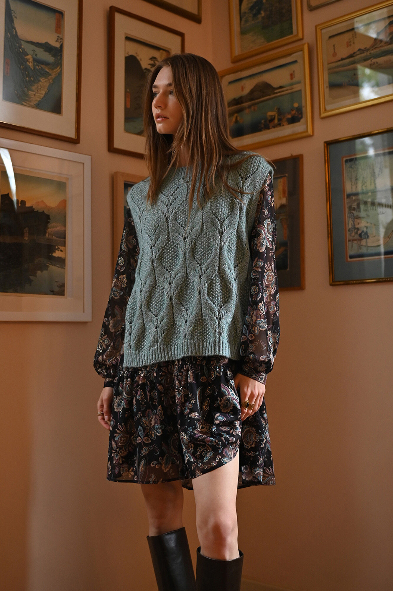 Molly Bracken Camisola manga com detalhe de la&ccedil;o