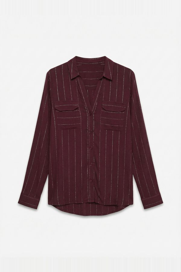 Vero Moda Camisa fluida con rayas metalizadas Granate