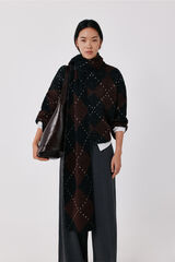 Cortefiel Diamond knit jumper Black