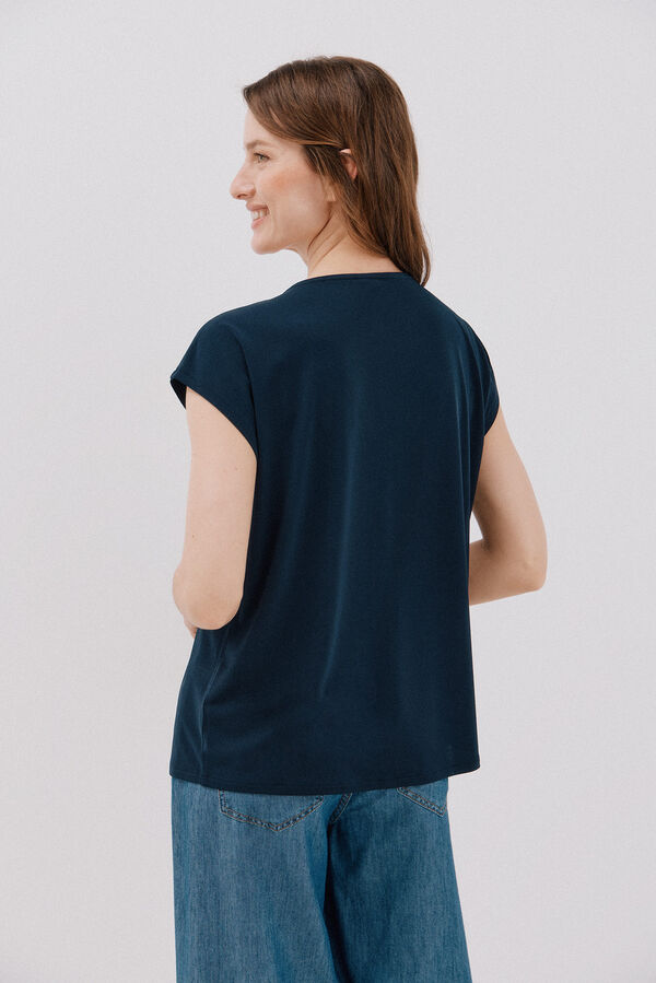 Cortefiel V -shirt with lace detail Navy