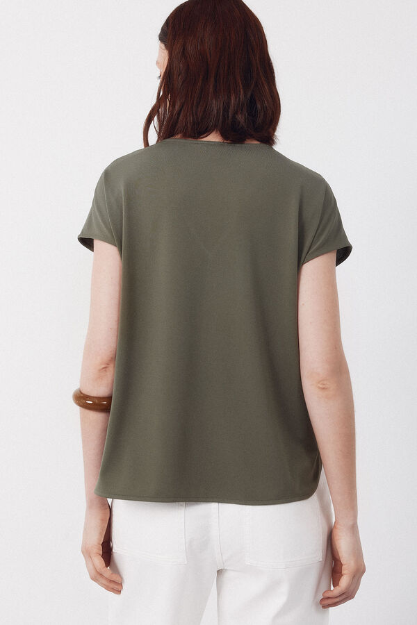 Cortefiel V- buttons neckline v Kaki