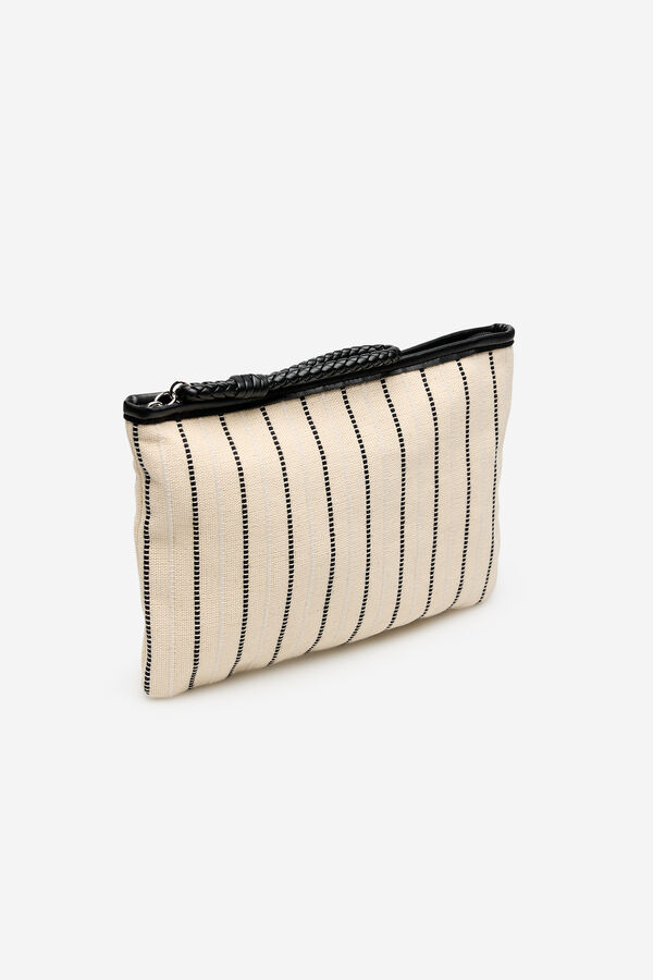 Cortefiel Striped pouch Printed white