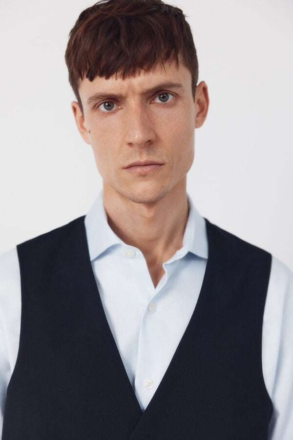 Cortefiel Dynamic blue plaid vest Navy