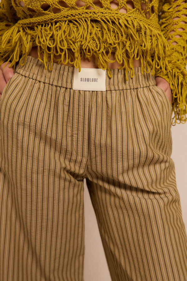 Slowlove Pantalón de rayas pijamero Estampado verde