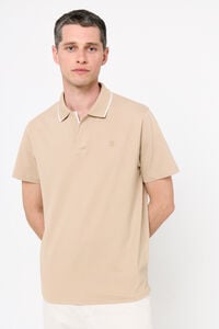 Cortefiel Open-collar polo shirt with contrast details Beige