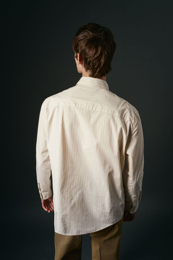 OOTO Camisa riscas estruturada Ecru