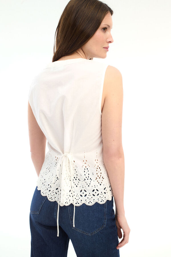 Vila Blusa de algodão com renda Branco