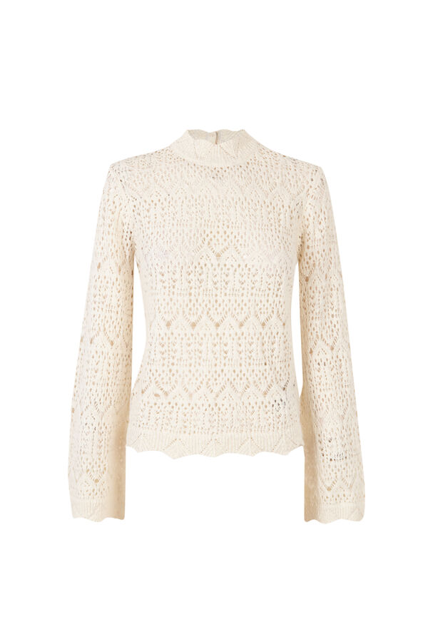 Slowlove Camisola de malha perfurada gola perkins Ecru