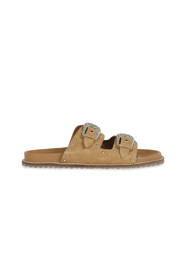 Slowlove Leather studded sandal Nude