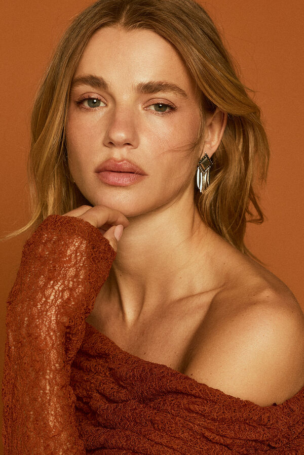 Slowlove Pendientes espigas met&aacute;licas Gris