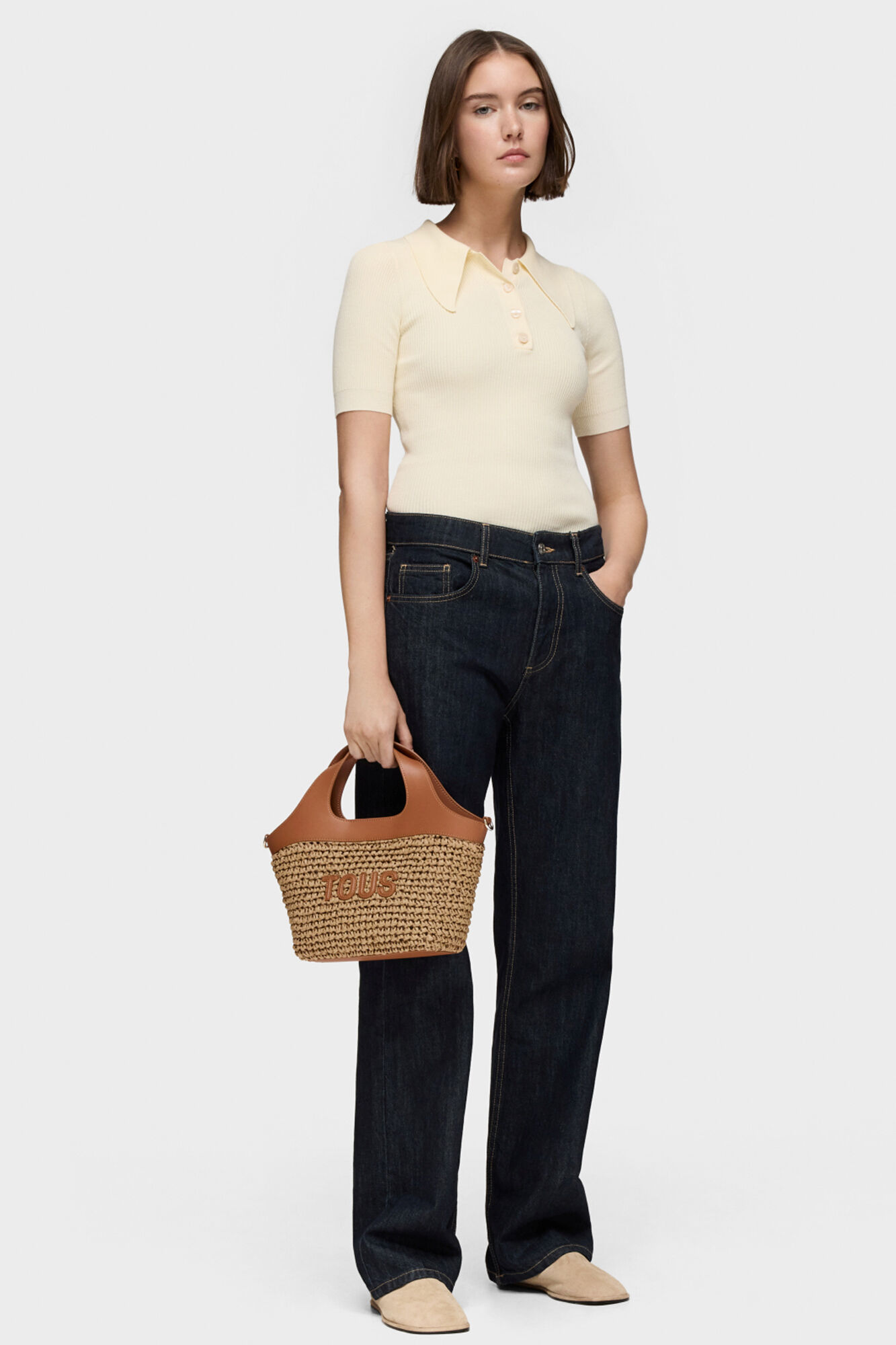 Tous Capazo mediano camel TOUS Lirio Rafia