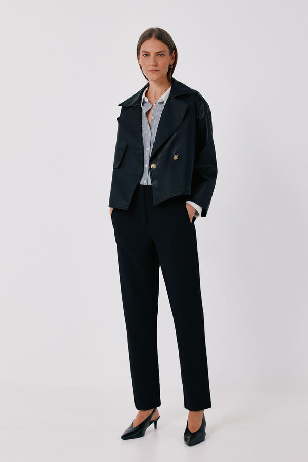 Cortefiel Slim fit tailored trousers Black