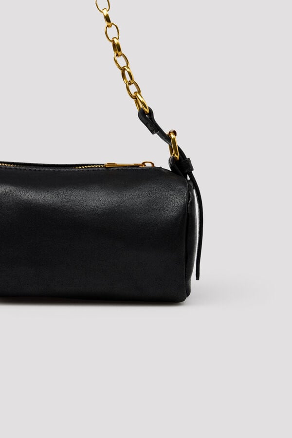 Cortefiel Chain mini barrel bag Black