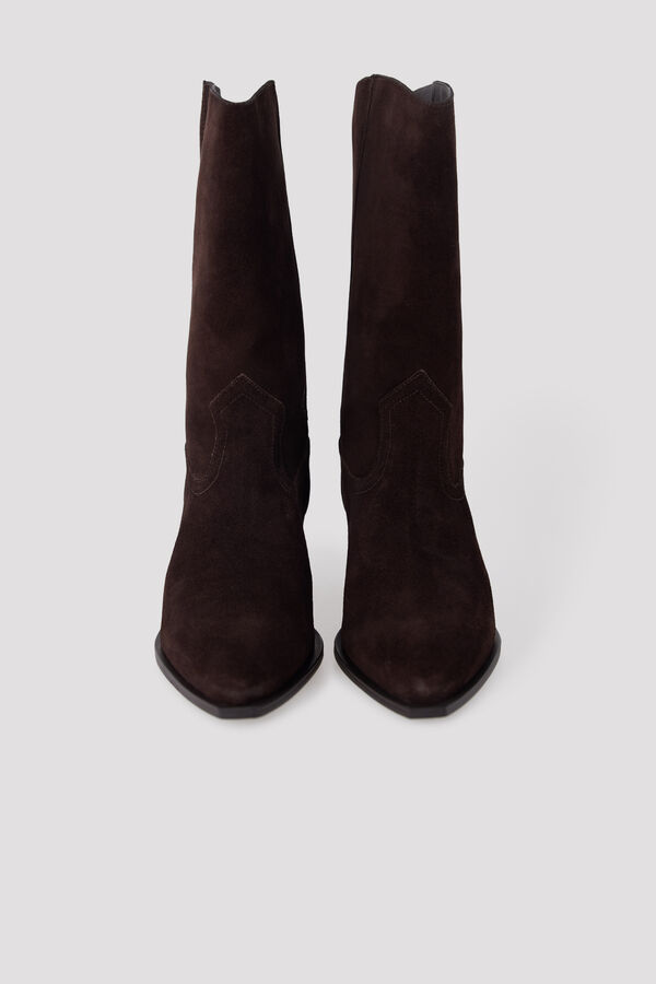 Cortefiel Mid-calf leather boot Brown