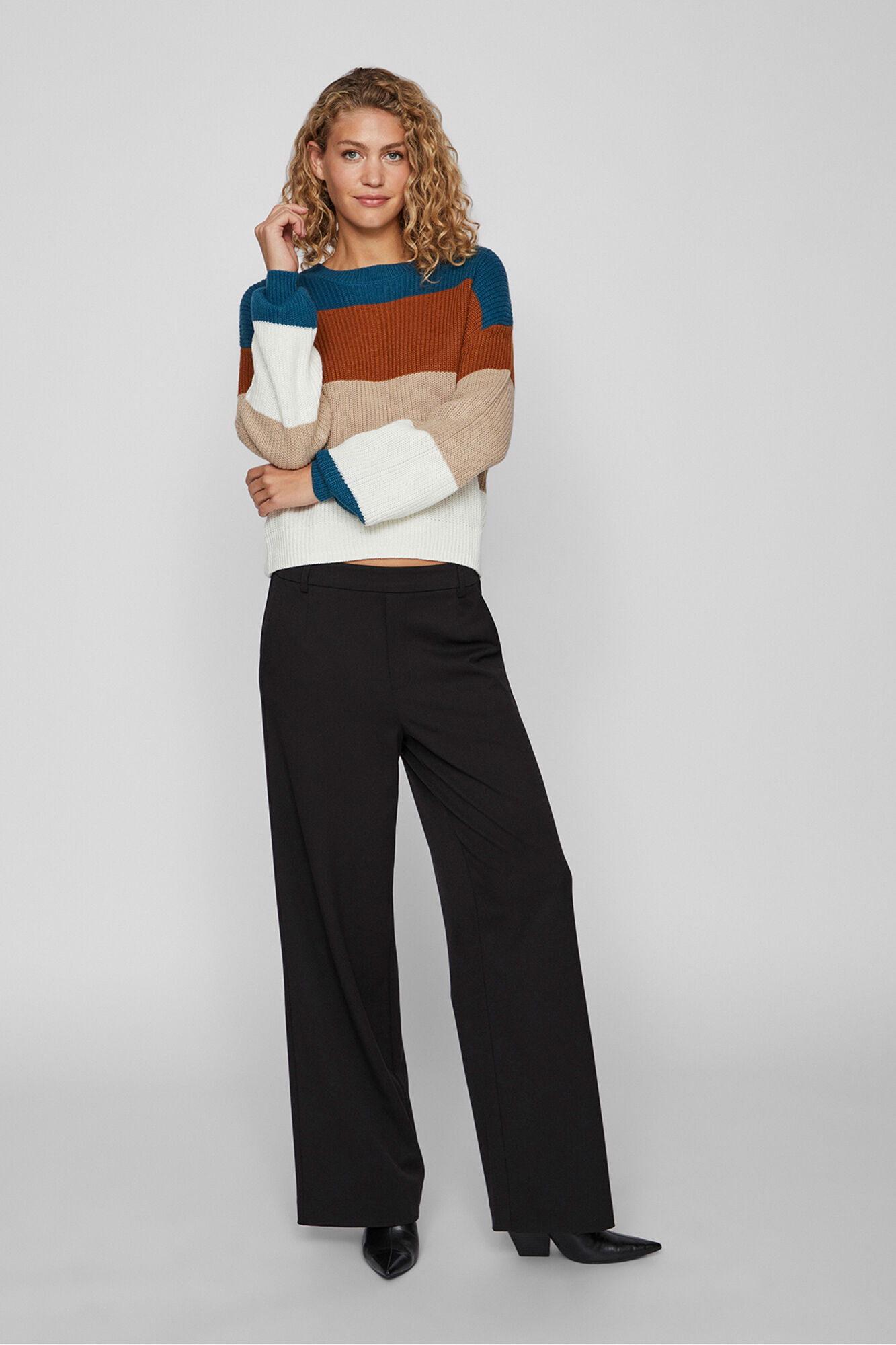 Vila Ribbed jumper with striped