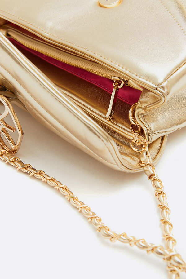 Cortefiel Satchel with leather chain Gold