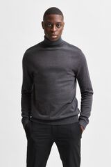 Selected Camisola gola alta em algod&atilde;o org&acirc;nico Cinzento