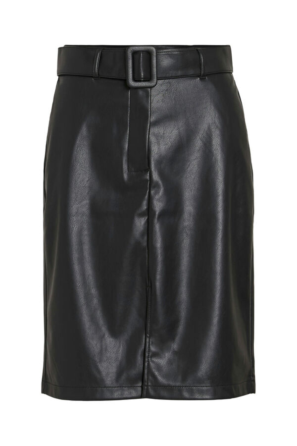 Cortefiel Short faux leather skirt Black