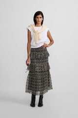 Silbon Saia longa estampado com babados Multicolorido