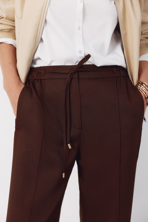 Cortefiel Dress pants with belt Brown