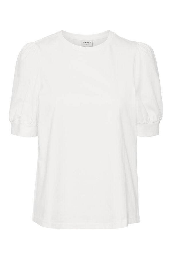 Cortefiel Cotton puffed sleeve top White