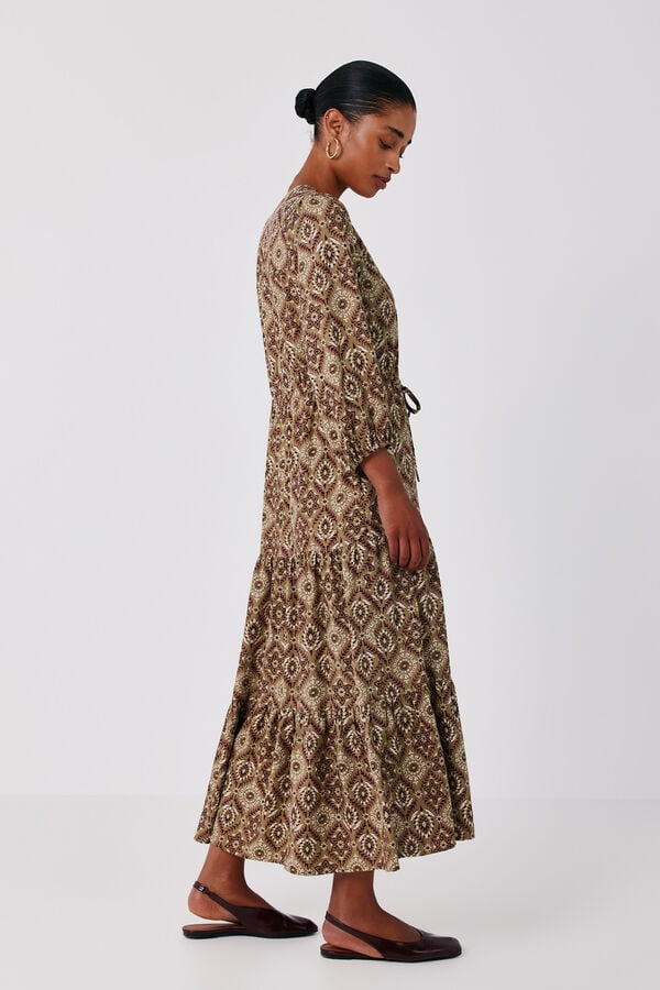 Cortefiel Printed flared dress Printed green