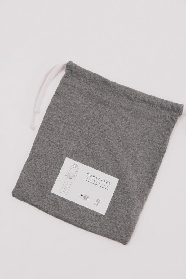 Cortefiel Fleece jersey-knit pyjamas set Dark grey