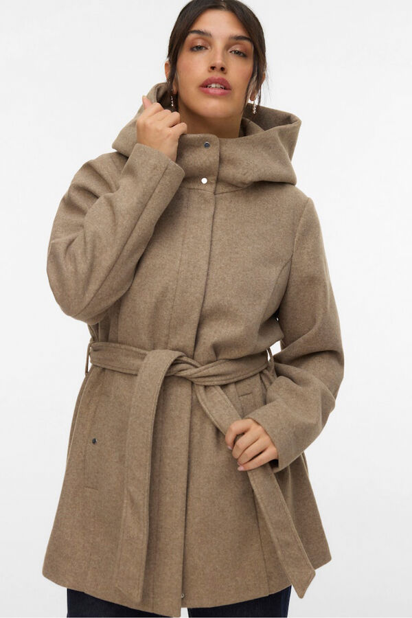 Vero Moda Curve Sobretudo de tecido com capuz Curve Castanho