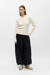 Object Camisola canelada gola polo Tostado