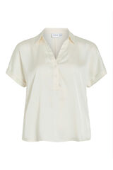 Vila Blusa acetinada de manga curta Branco