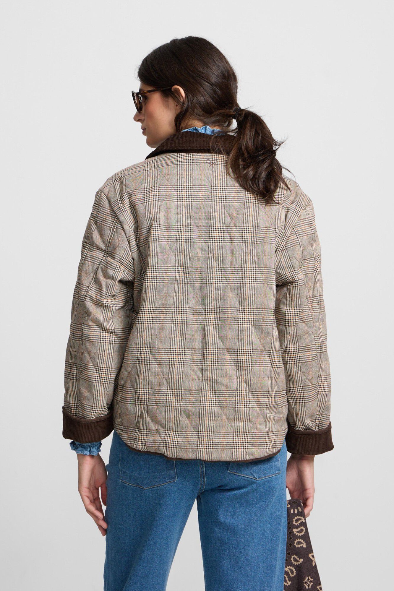 Silbon Plaid puffer short parka