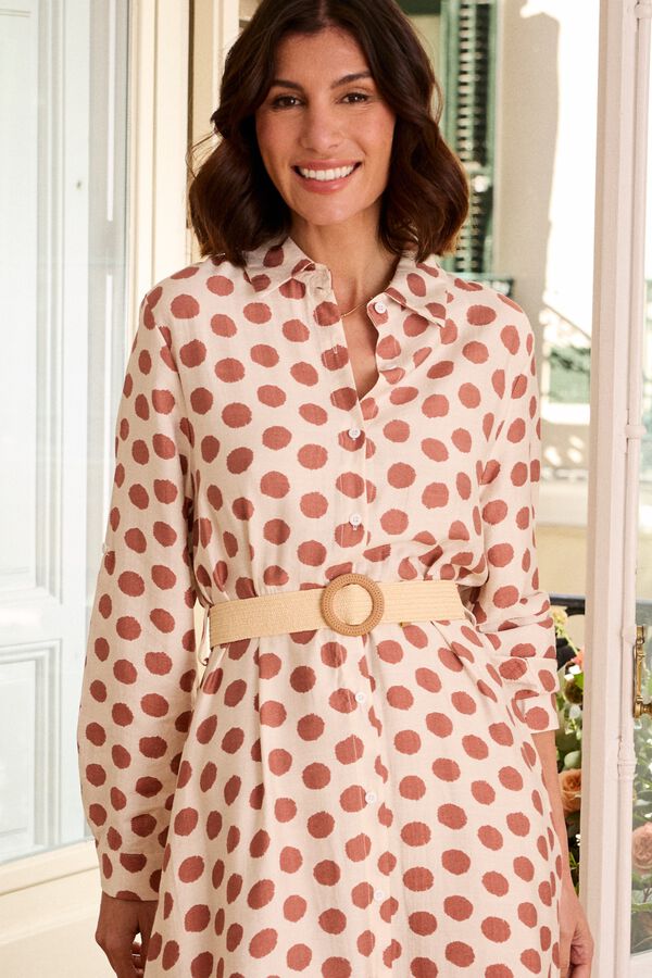 Pol&iacute;n Et Moi Vestido de bolinhas Irati Tostado