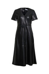 Vila Vestido midi de couro sintético Preto