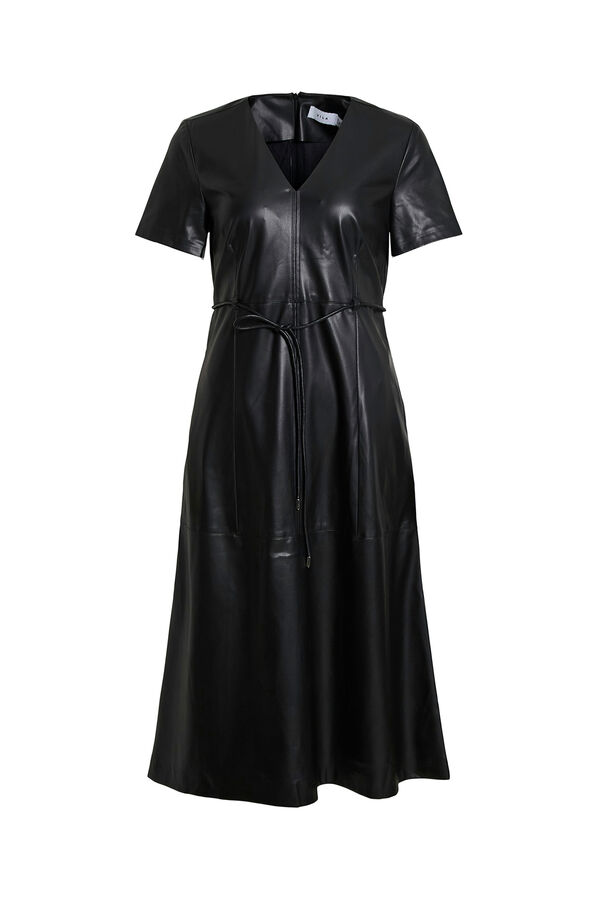 Vila Vestido midi de couro sintético Preto