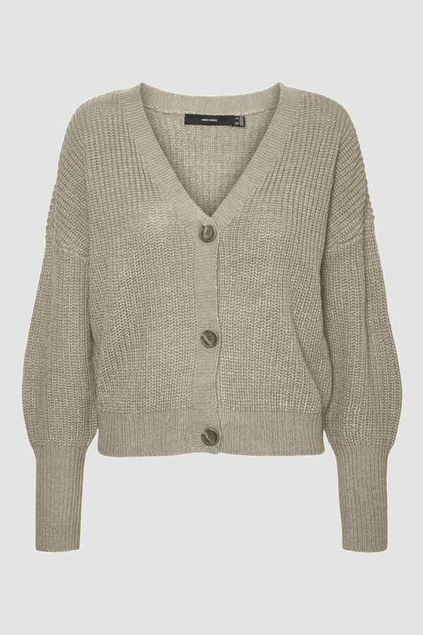 Cortefiel Jersey-knit V-neck cardigan  Grey